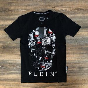 Philipp Plein Strass Money Skull Design T-Shirt
